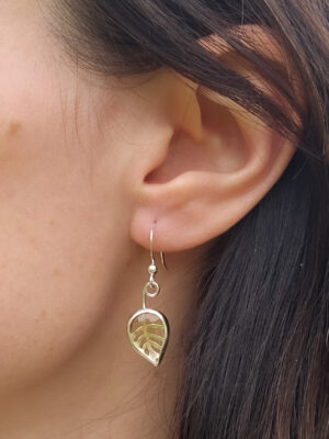 Boucles d'oreilles en argent en forme de feuilles serties de citrine