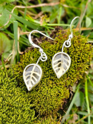 Boucles d'oreilles en argent en forme de feuilles serties de citrine