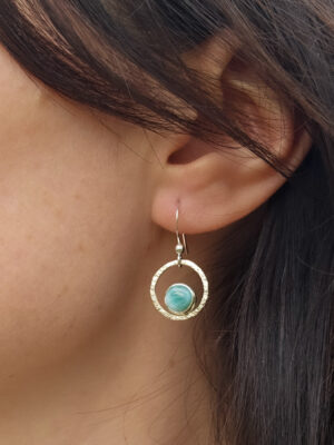 Boucles d'oreilles en argent serties de larimar