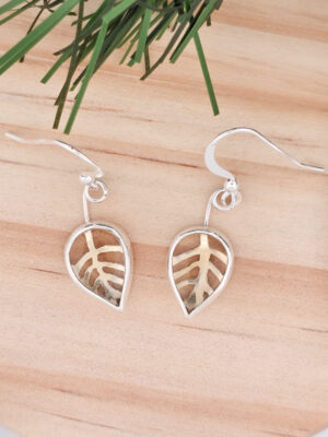 Boucles d'oreilles en argent en forme de feuilles serties de citrine