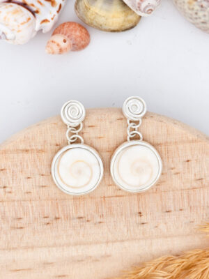 Boucles d'oreilles en argent serties d'Oeil de Sainte Lucie