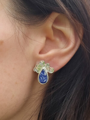 Boucles d'oreilles en argent en forme de nuages serties de sodalites