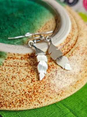 Boucles d'oreilles en argent feuilles de bananier