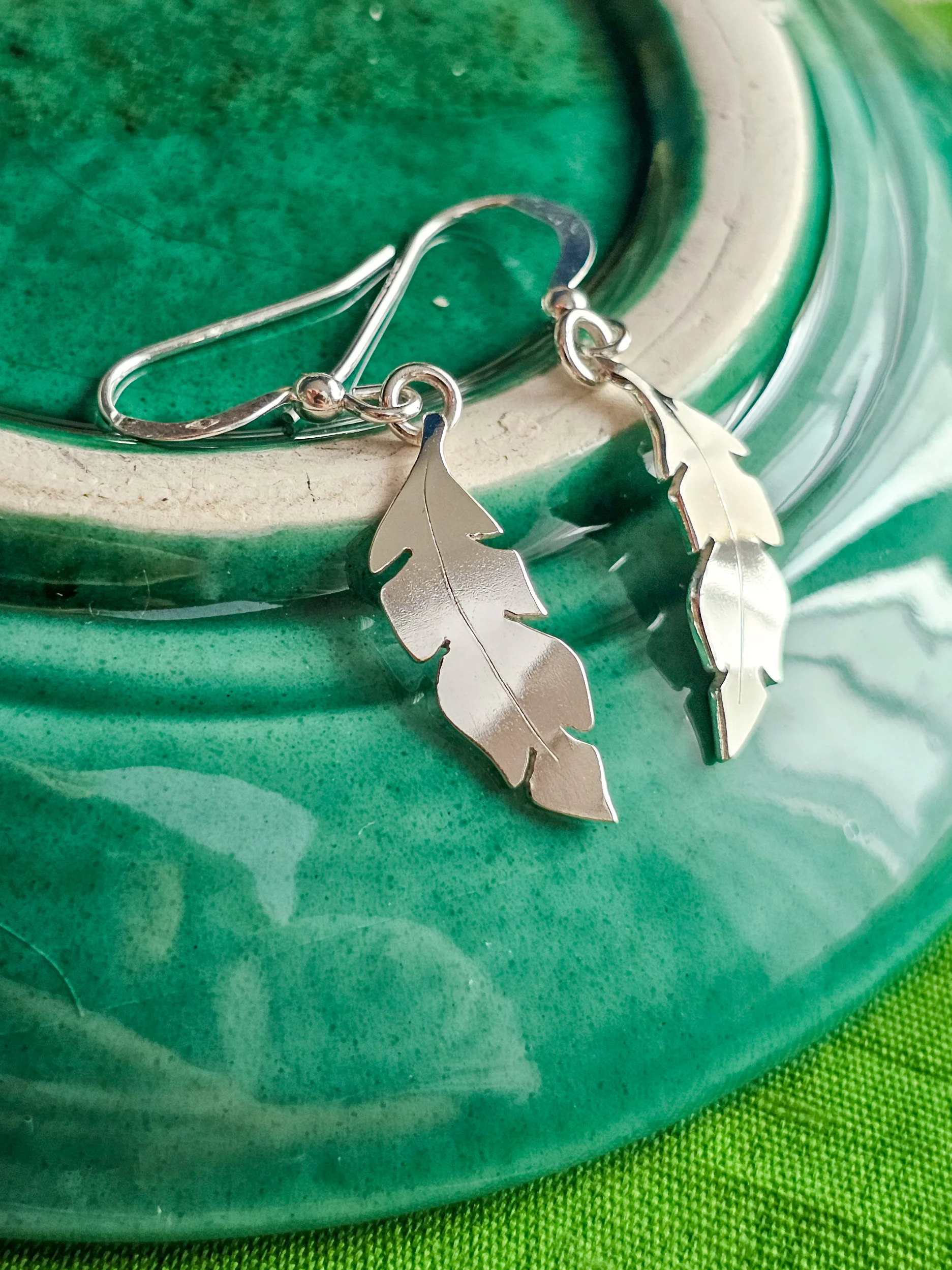 Boucles d'oreilles en argent feuilles de bananier