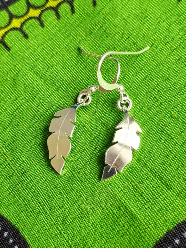 Boucles d'oreilles feuilles de bananier en argent