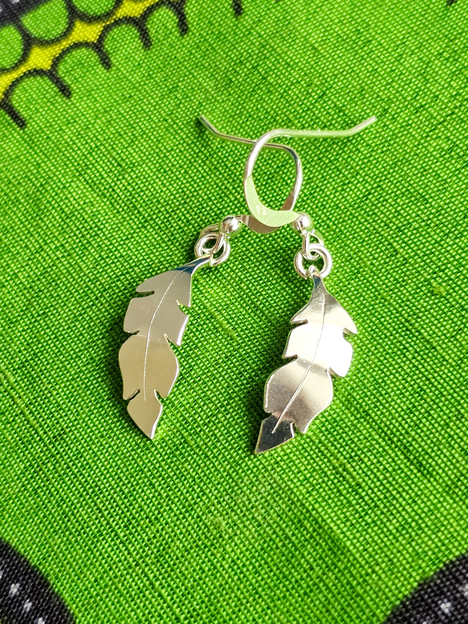 Boucles d'oreilles feuilles de bananier en argent