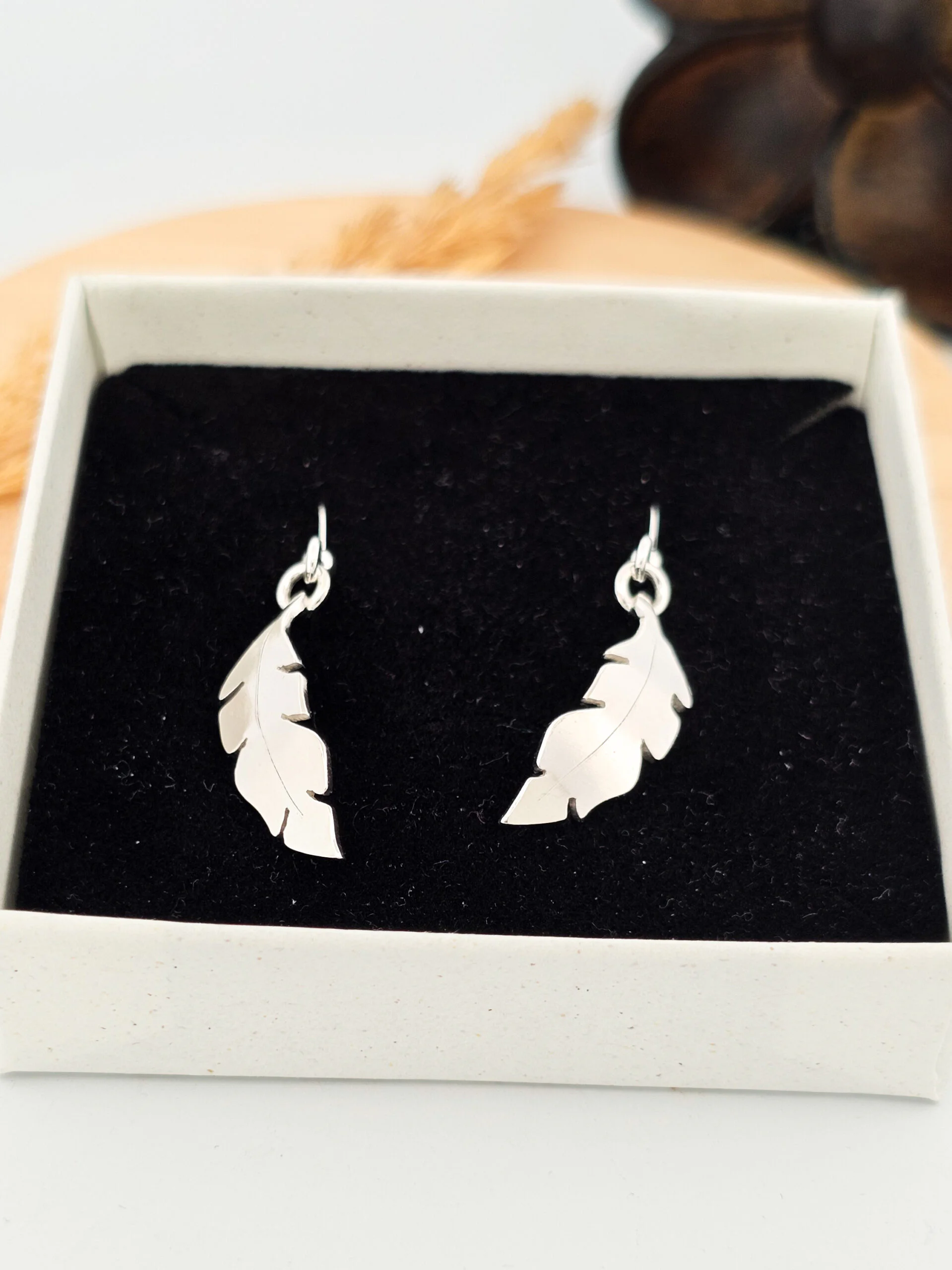 Boucles d'oreilles feuilles de bananier en argent