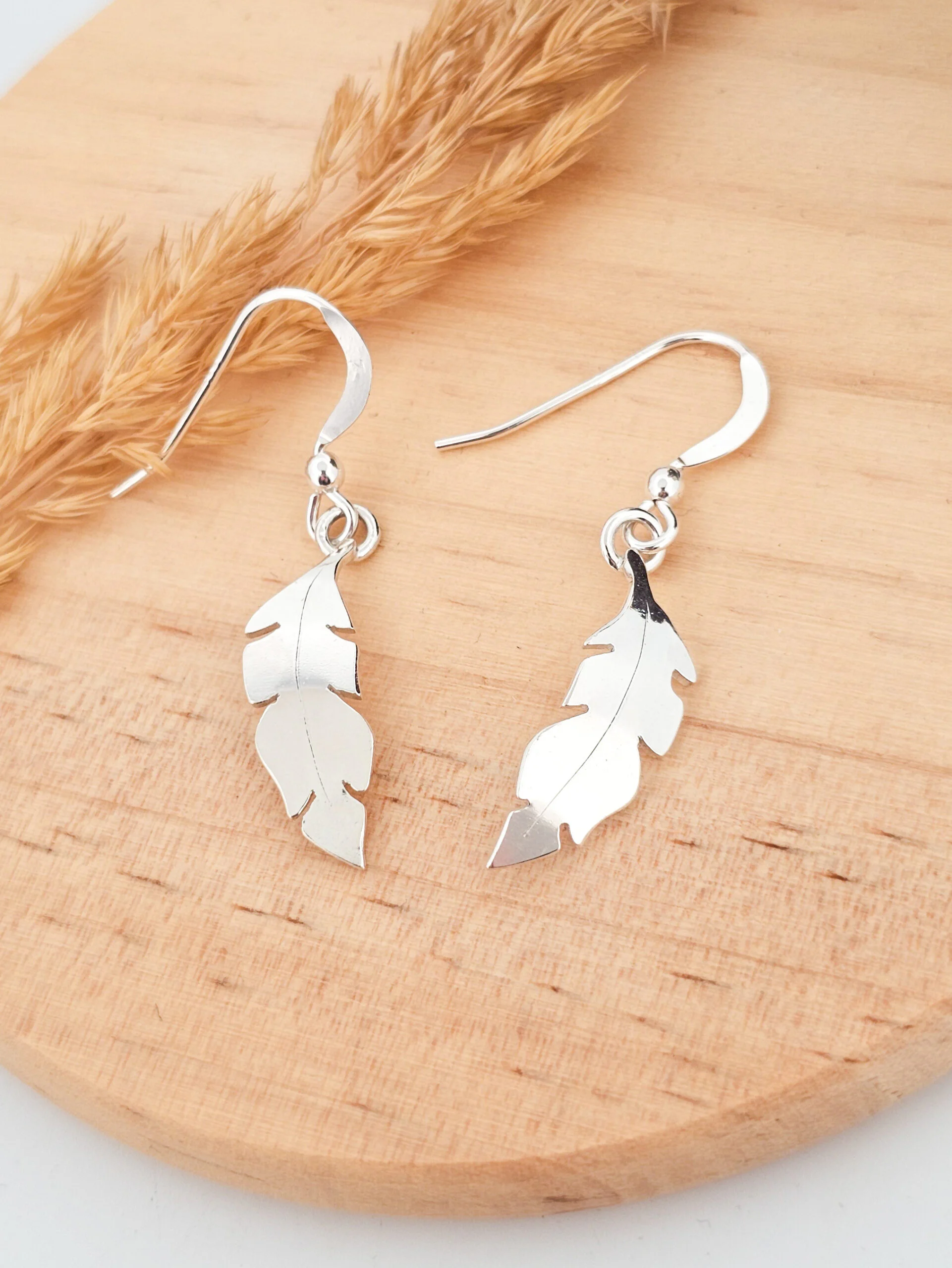 Boucles d'oreilles en argent feuilles de bananier