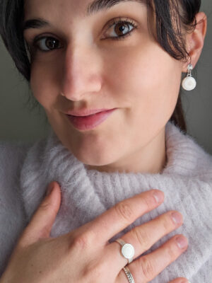 Parure en argent sertie d'Oeils de Sainte Lucie