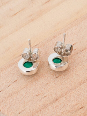 Boucles d'oreilles en argent modulables serties de malachites naturelles