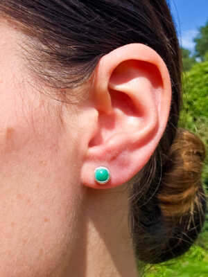 Boucles d'oreilles en argent modulables serties de malachites naturelles