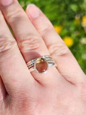 Trio de bagues en argent avec bague en citrine