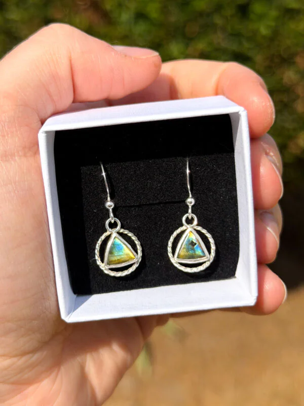 Boucles d'oreilles en argent serties de labradorites