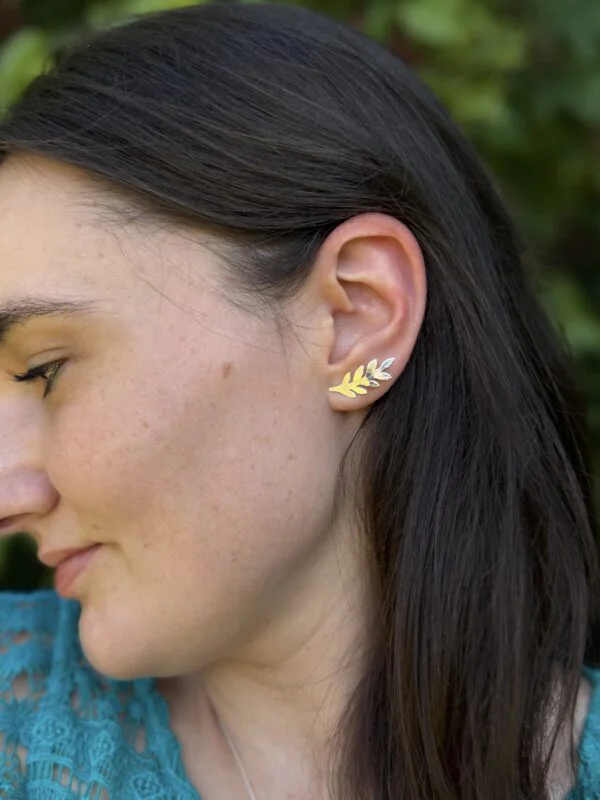 Boucles d'oreilles en argent en forme de feuilles