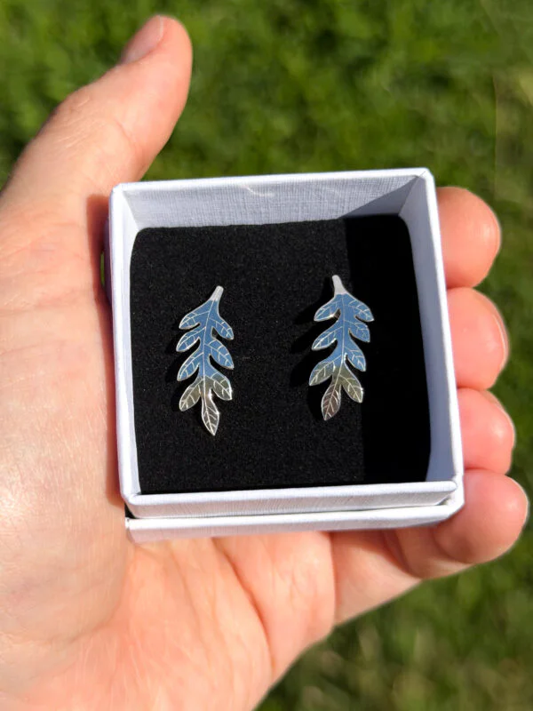 Boucles d'oreilles feuilles en argent