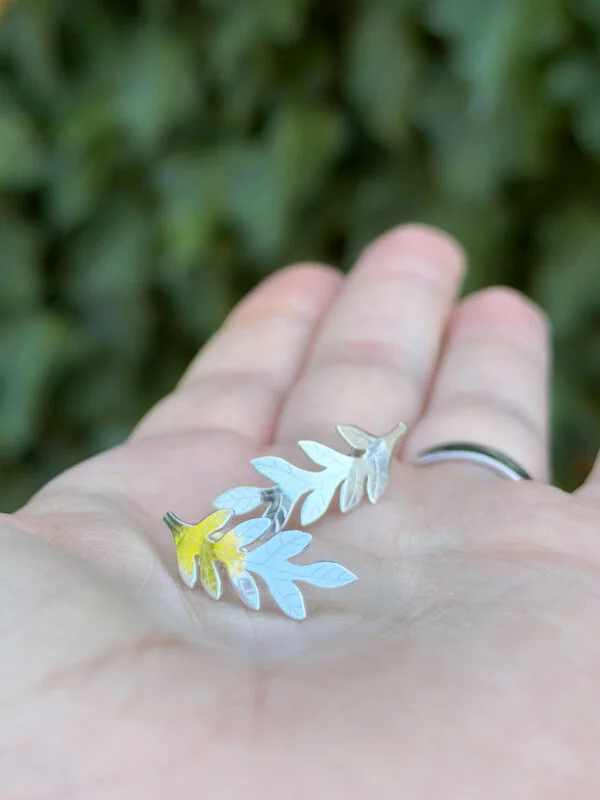 Boucles d'oreilles feuilles en argent