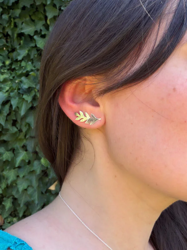 Boucles d'oreilles feuilles en argent