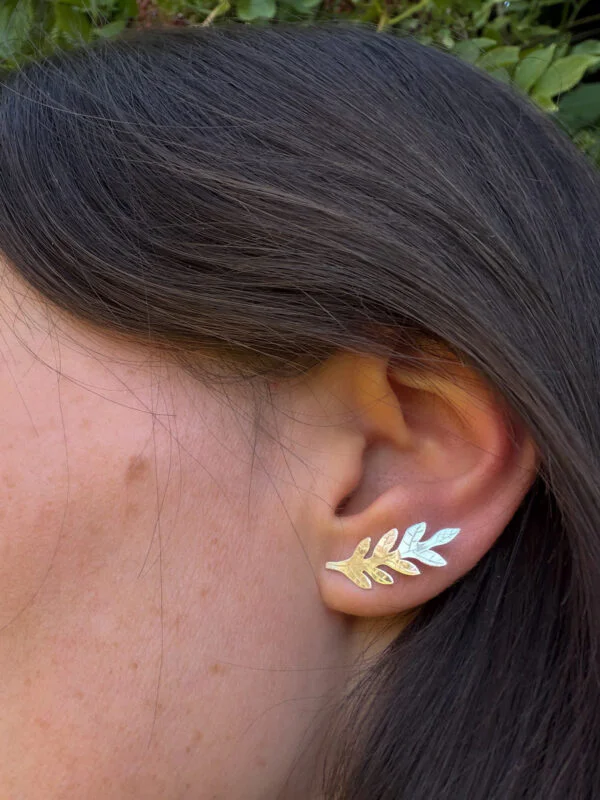 Boucles d'oreilles en argent en forme de feuilles
